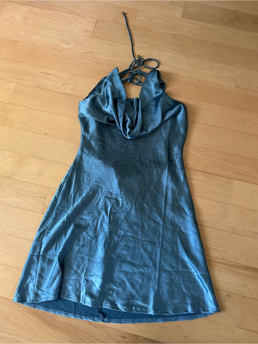 Selfie Leslie Satin Slip Dress in Ocean Blue